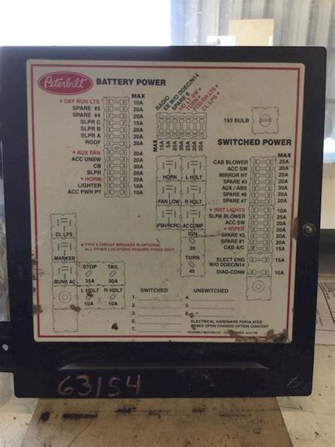 Peterbilt FUSE PANEL COVER - Peterbilt 330, 357, 377, 378, 379, 385 Please contact our customer service departments at 1 (765) 476-1194 or email protected with questions or bulk quantity orders. . 2000 peterbilt 379 fuse panel diagram
